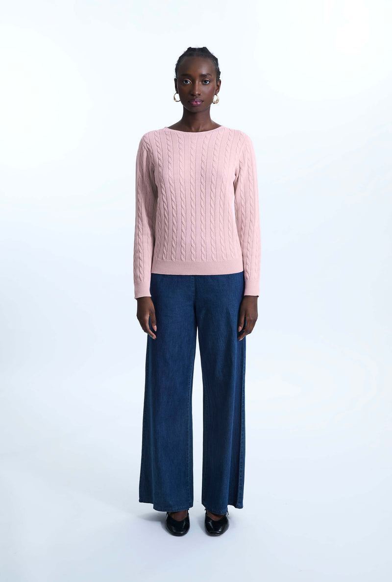 Cable Knit Jumper Pale Pink