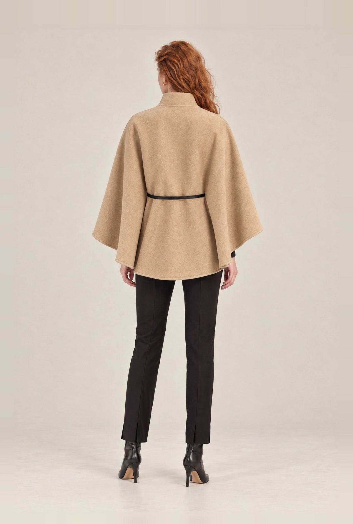 Camel Belted Wrap Cape