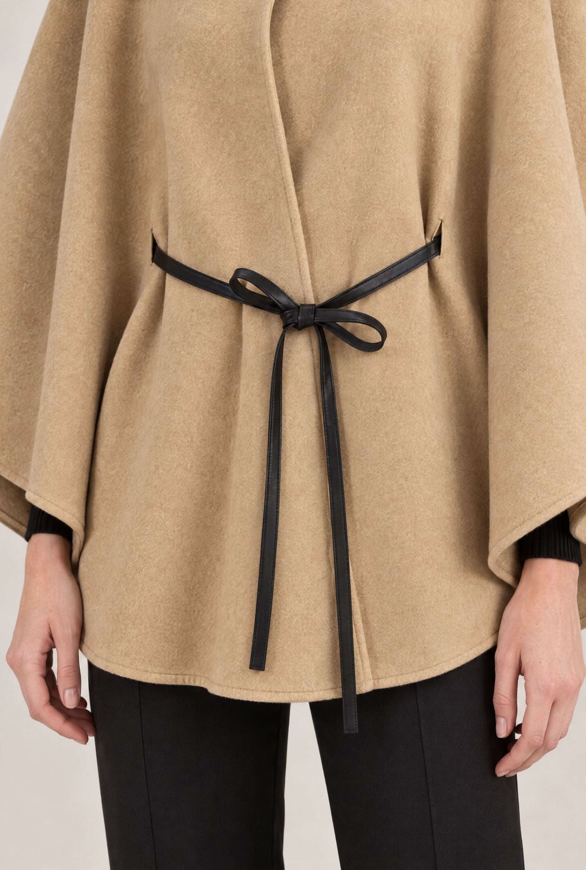 Camel Belted Wrap Cape