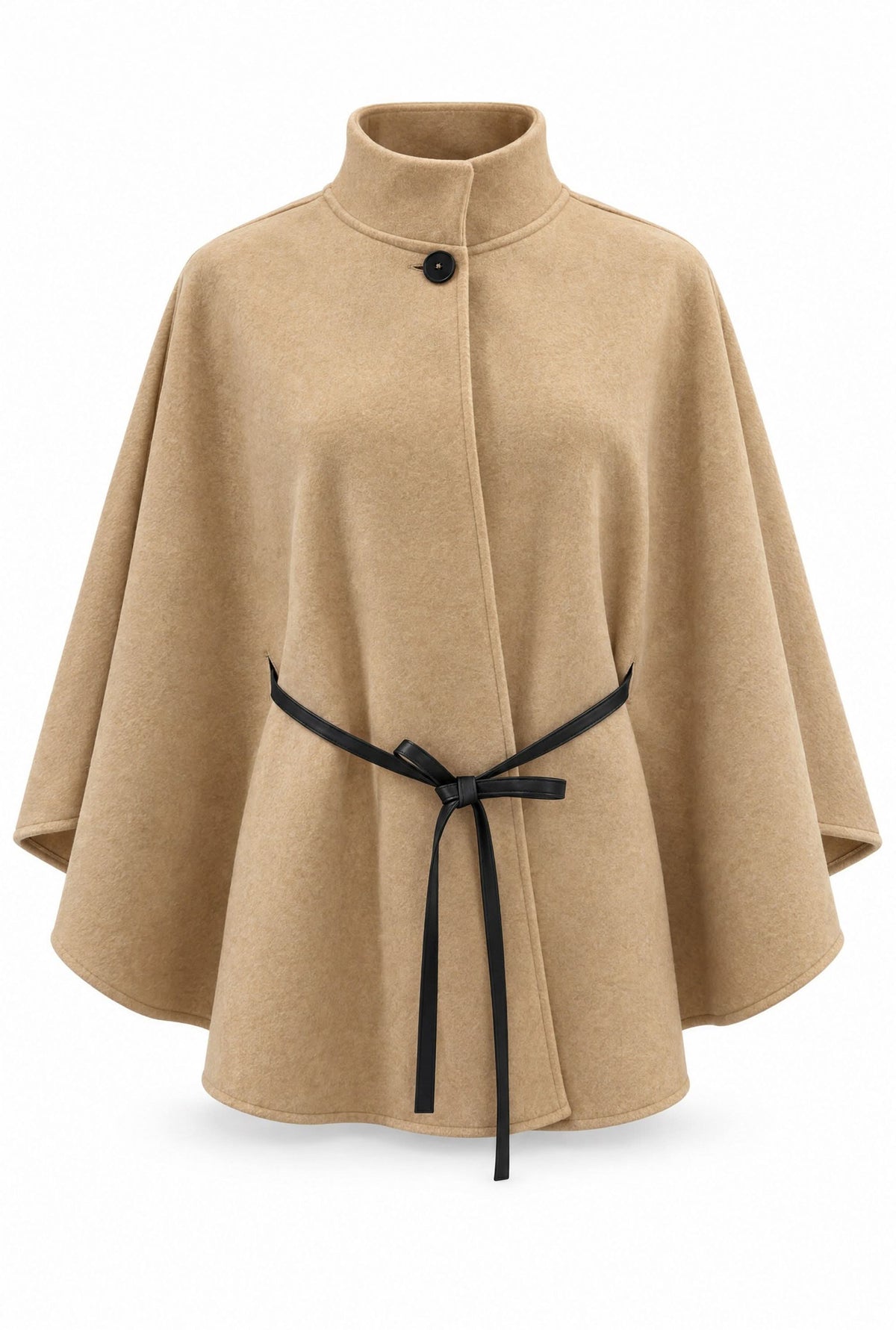 Camel Belted Wrap Cape