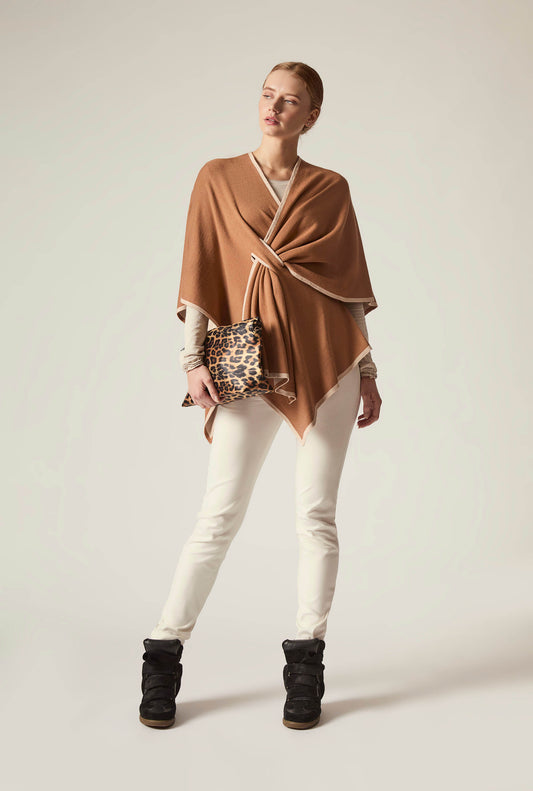Camel Front Knot Poncho