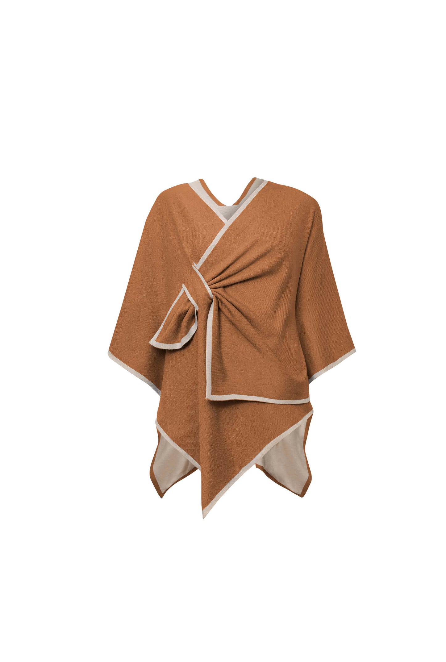 Camel Front Knot Poncho