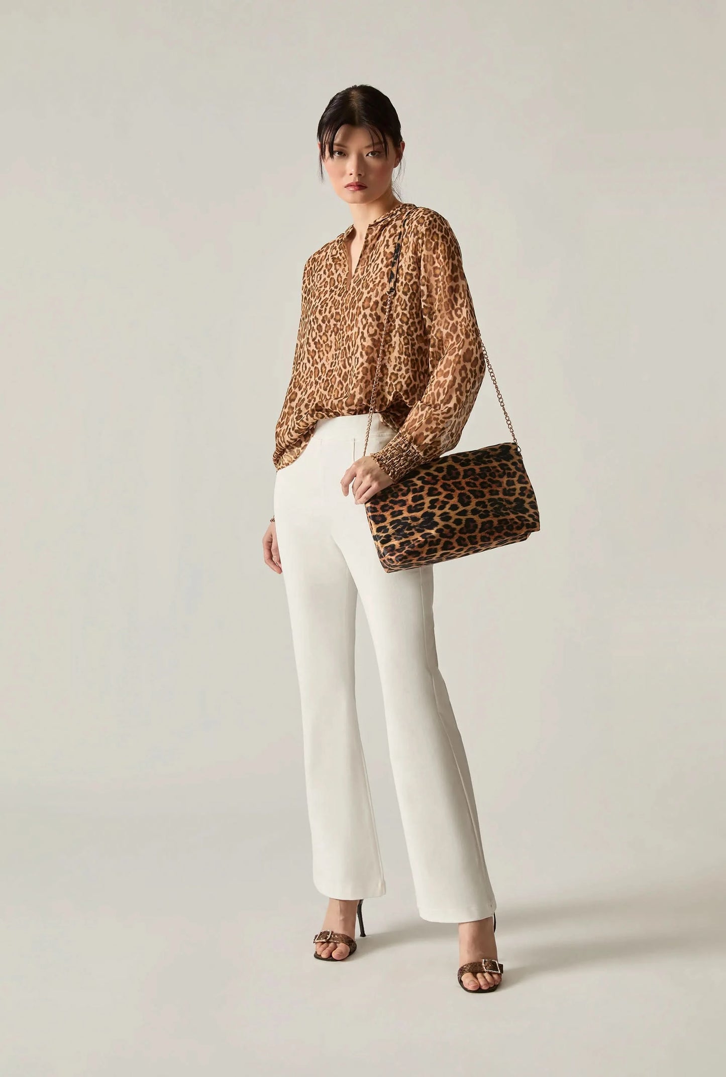 Camel Leopard Print Blouse