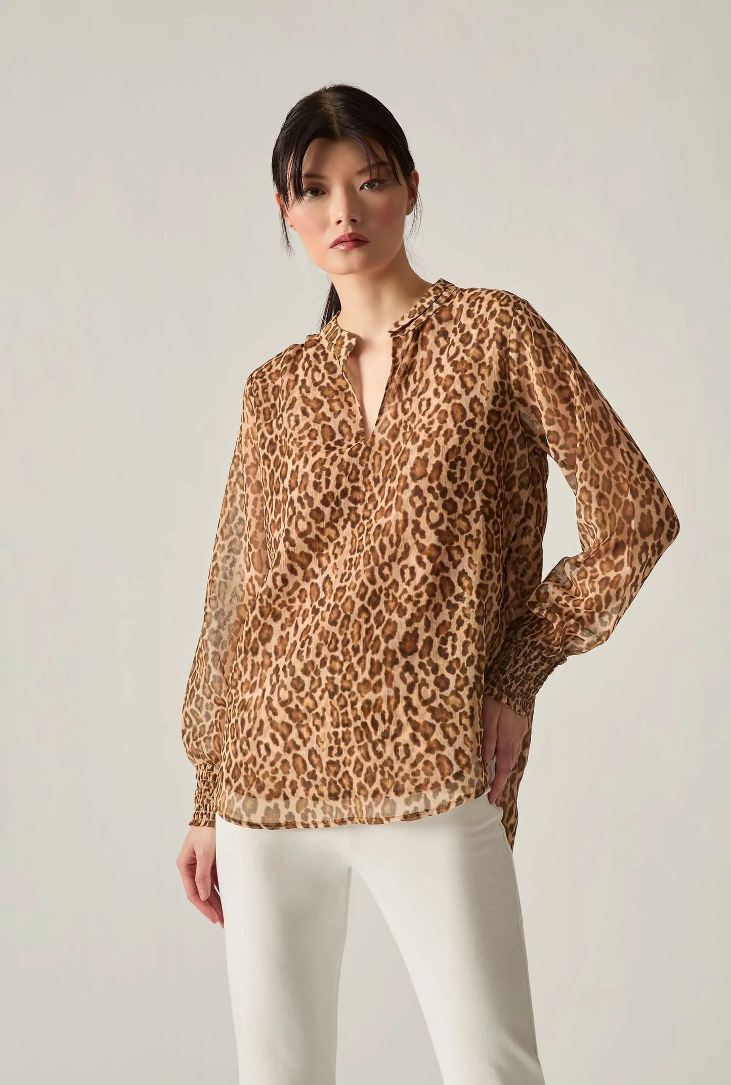 Camel Leopard Print Blouse