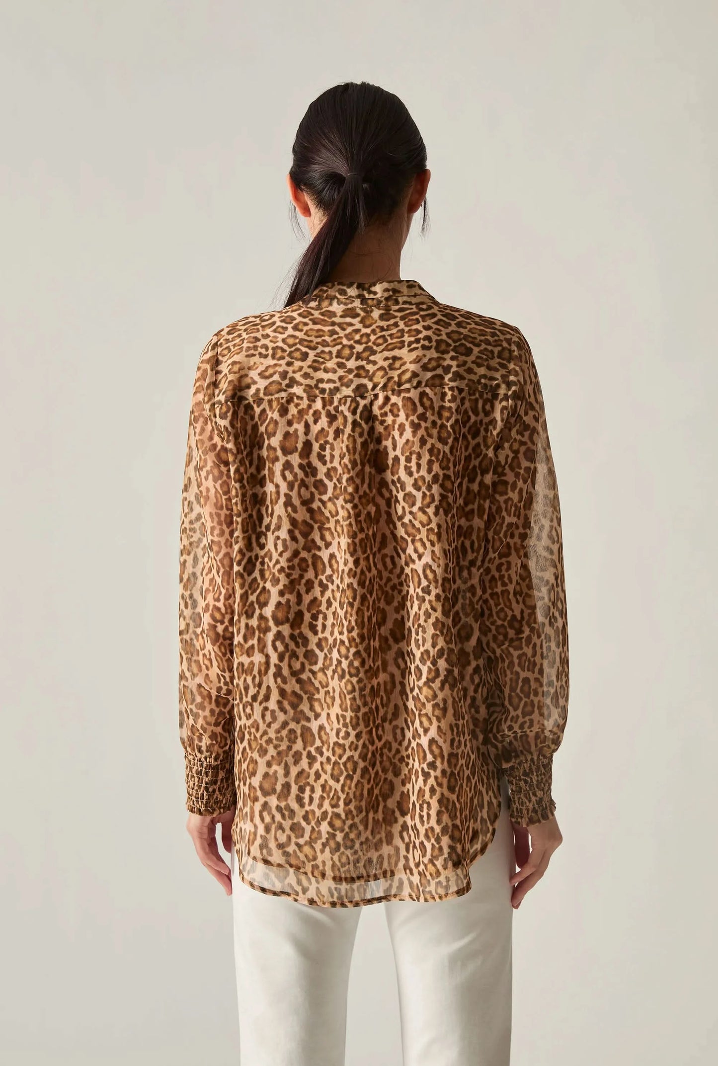 Camel Leopard Print Blouse