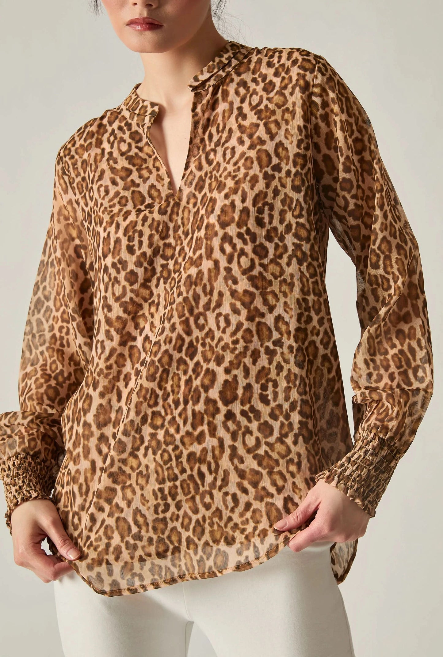 Camel Leopard Print Blouse