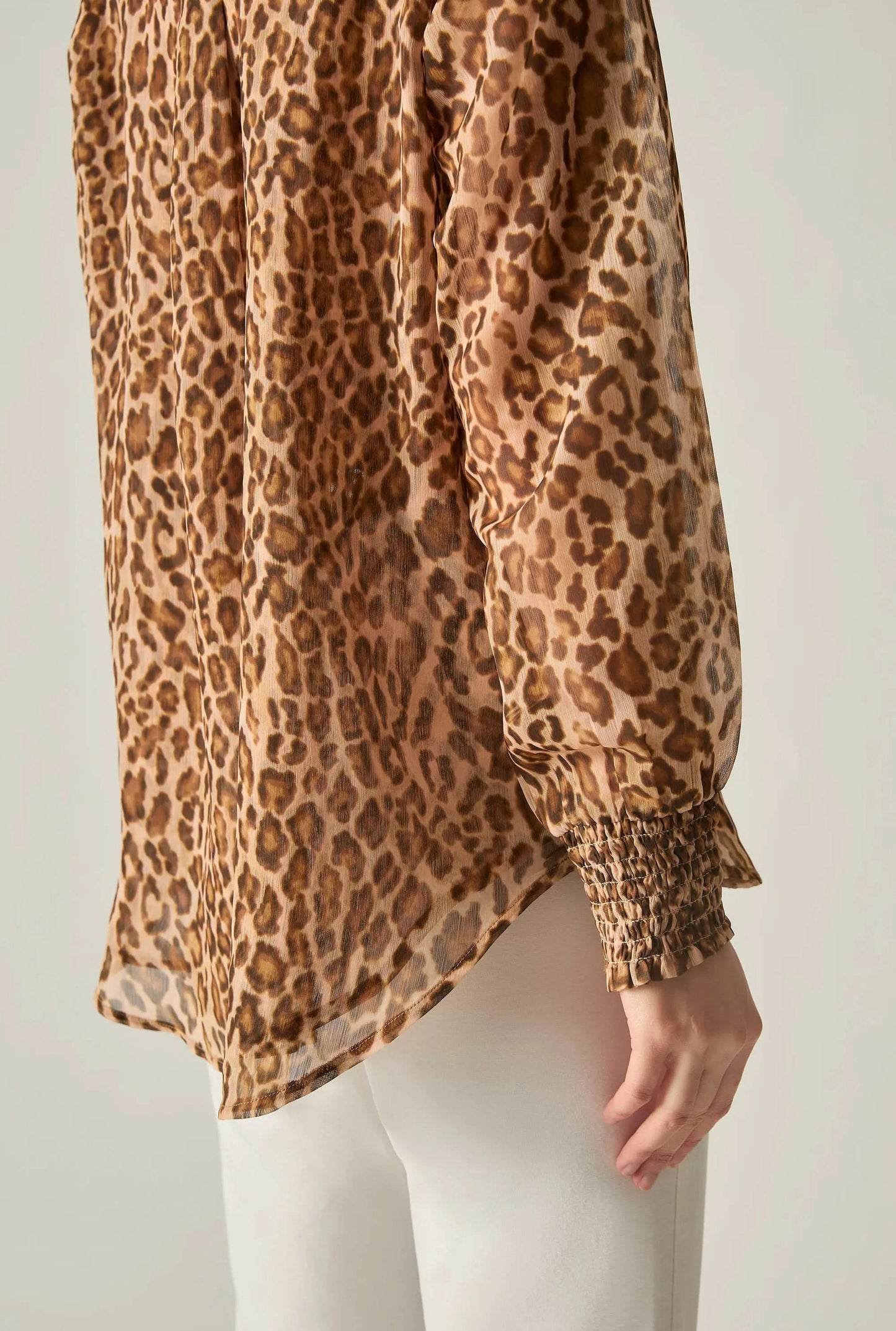 Camel Leopard Print Blouse