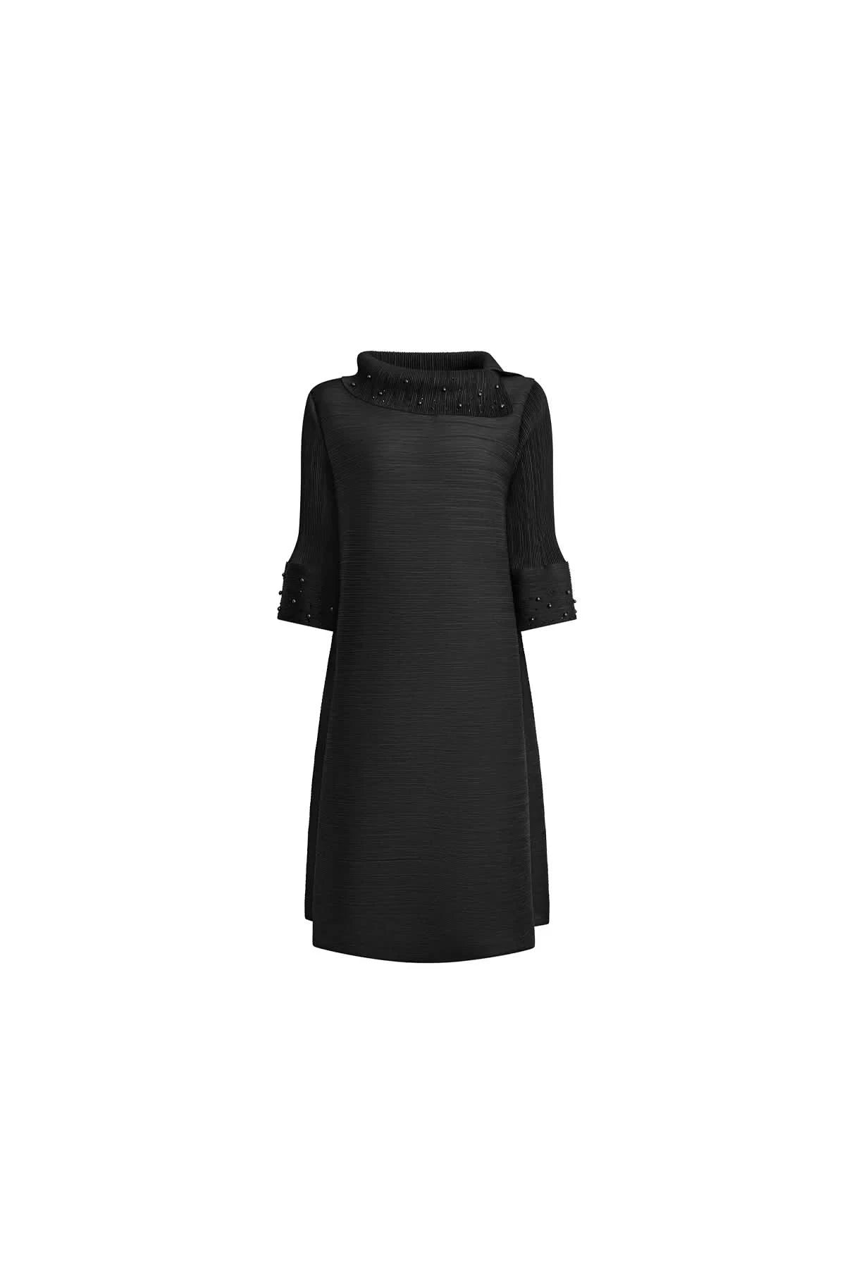 Charcoal Embellished Pleat Dress