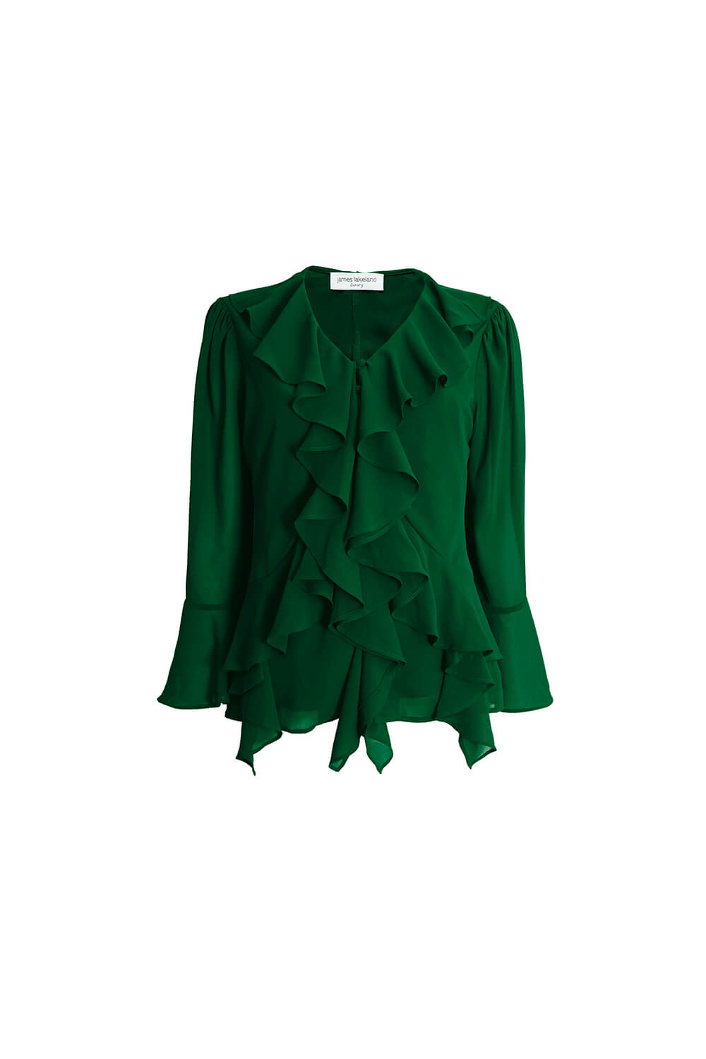 Chiffon Ruffle Green Shirt