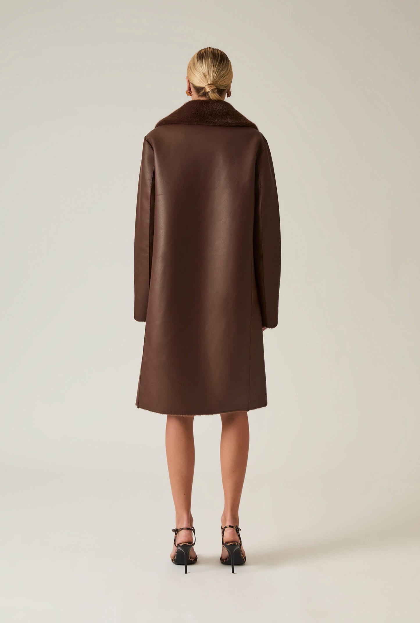 Brown Reversible Faux Fur Coat