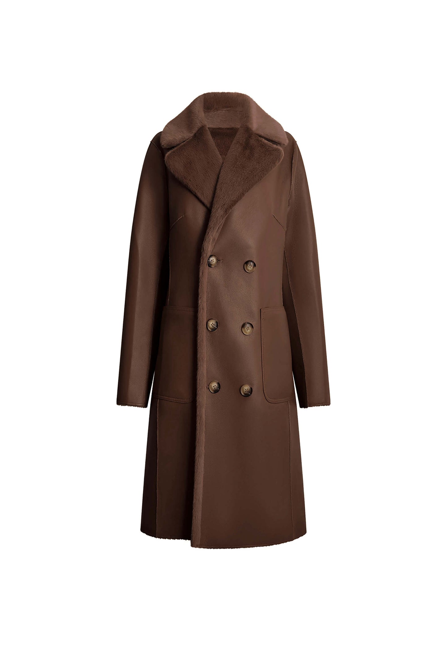 Brown Reversible Faux Fur Coat