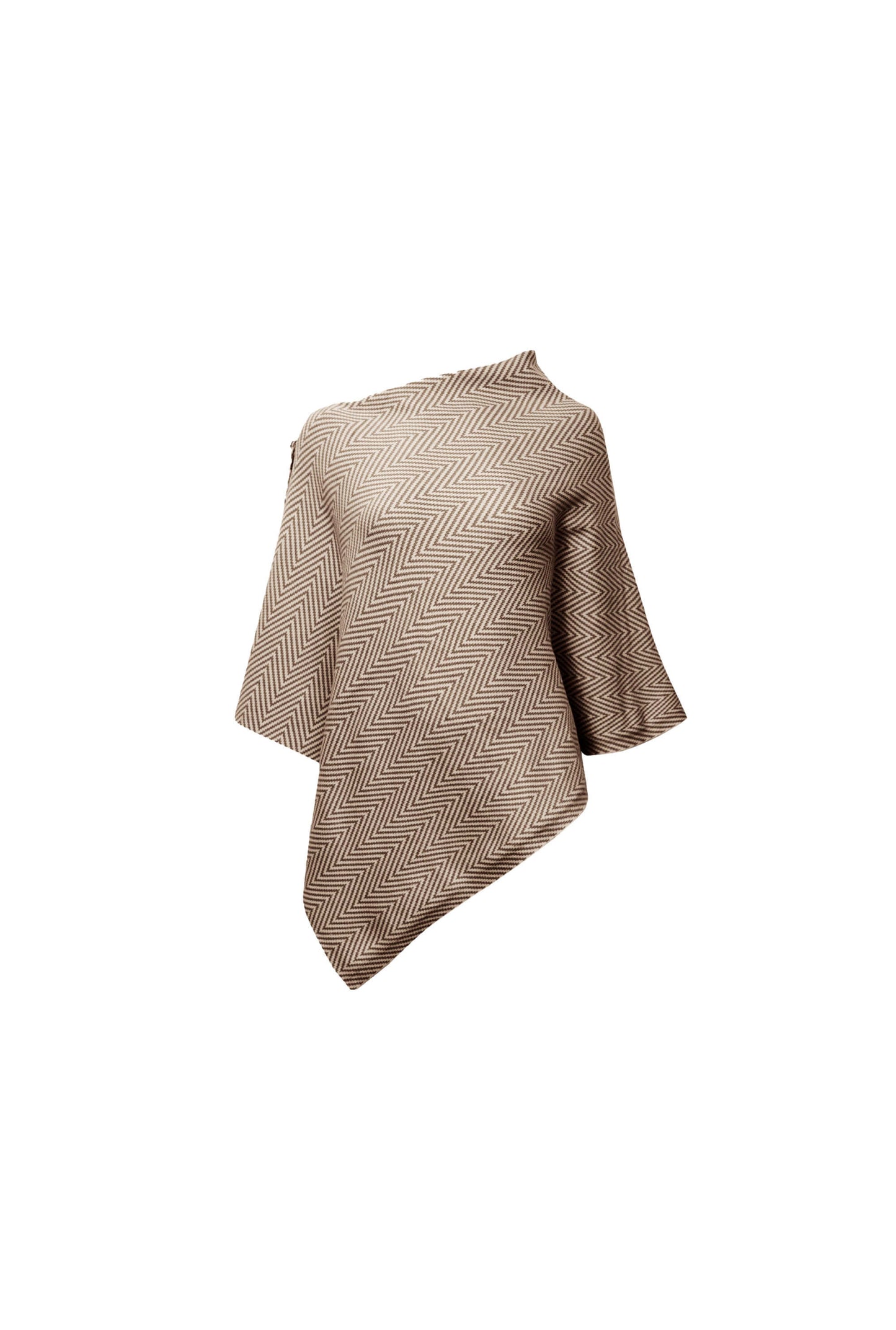 Coffee Chevron Button Poncho