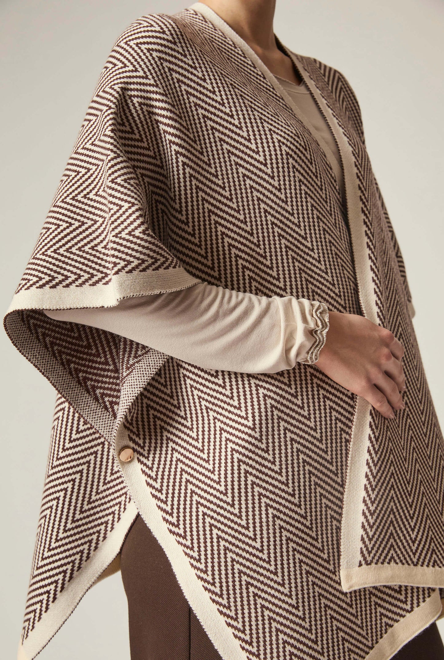 Coffee Chevron Knit Wrap