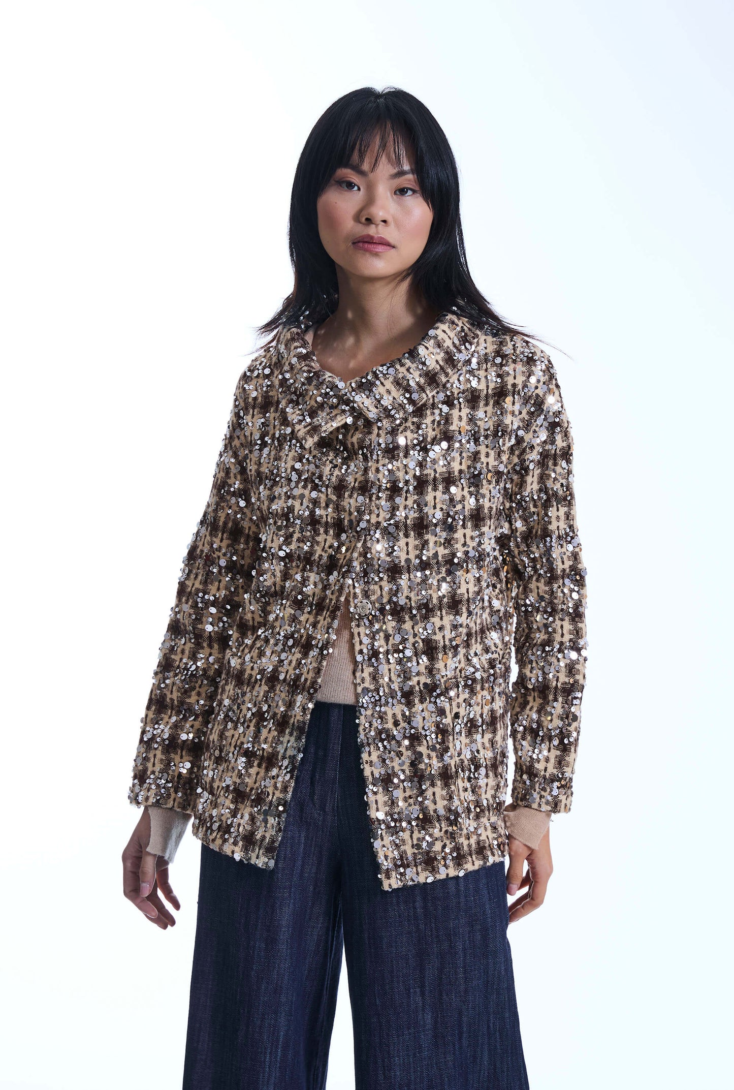 Collar Sequin beige Jacket