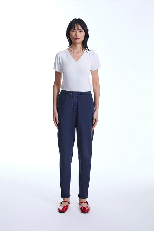 Cotton Navy Trousers