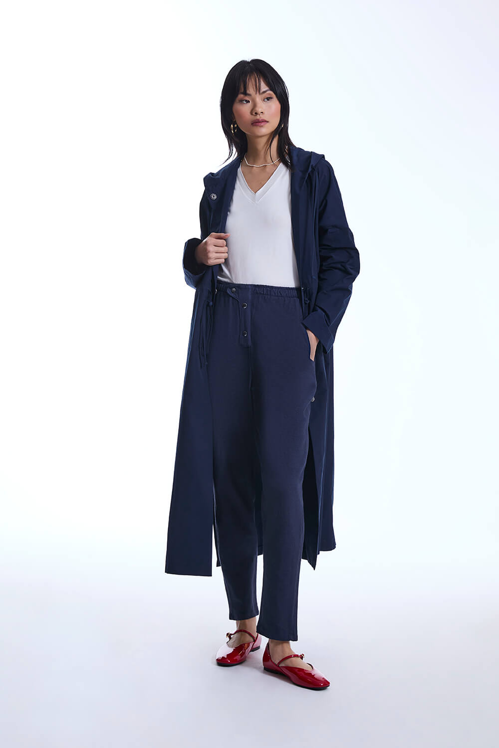 Cotton Navy Trousers