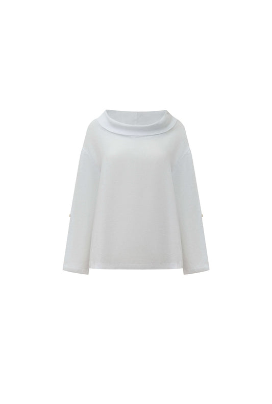Cowl Neck Linen White Top