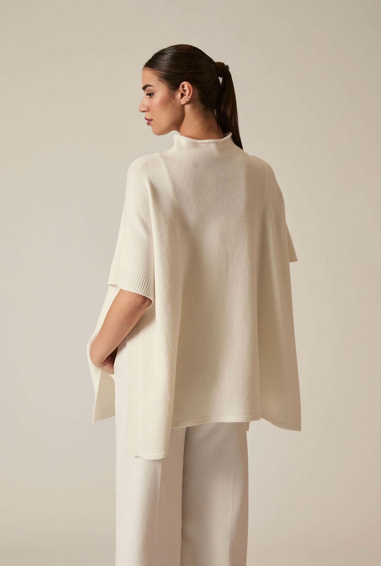 Cream Button Poncho