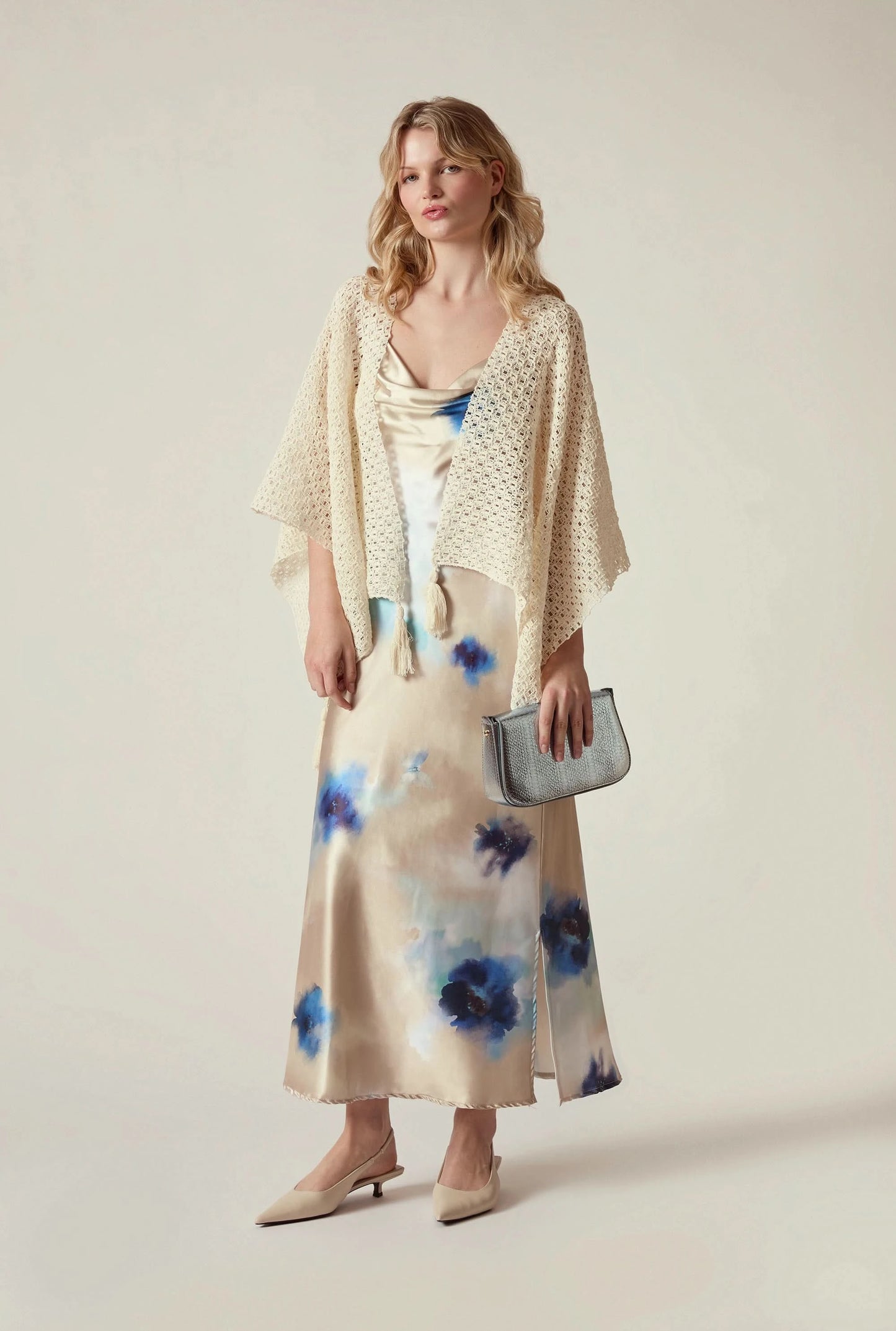 Cream Lattice Knit Kaftan