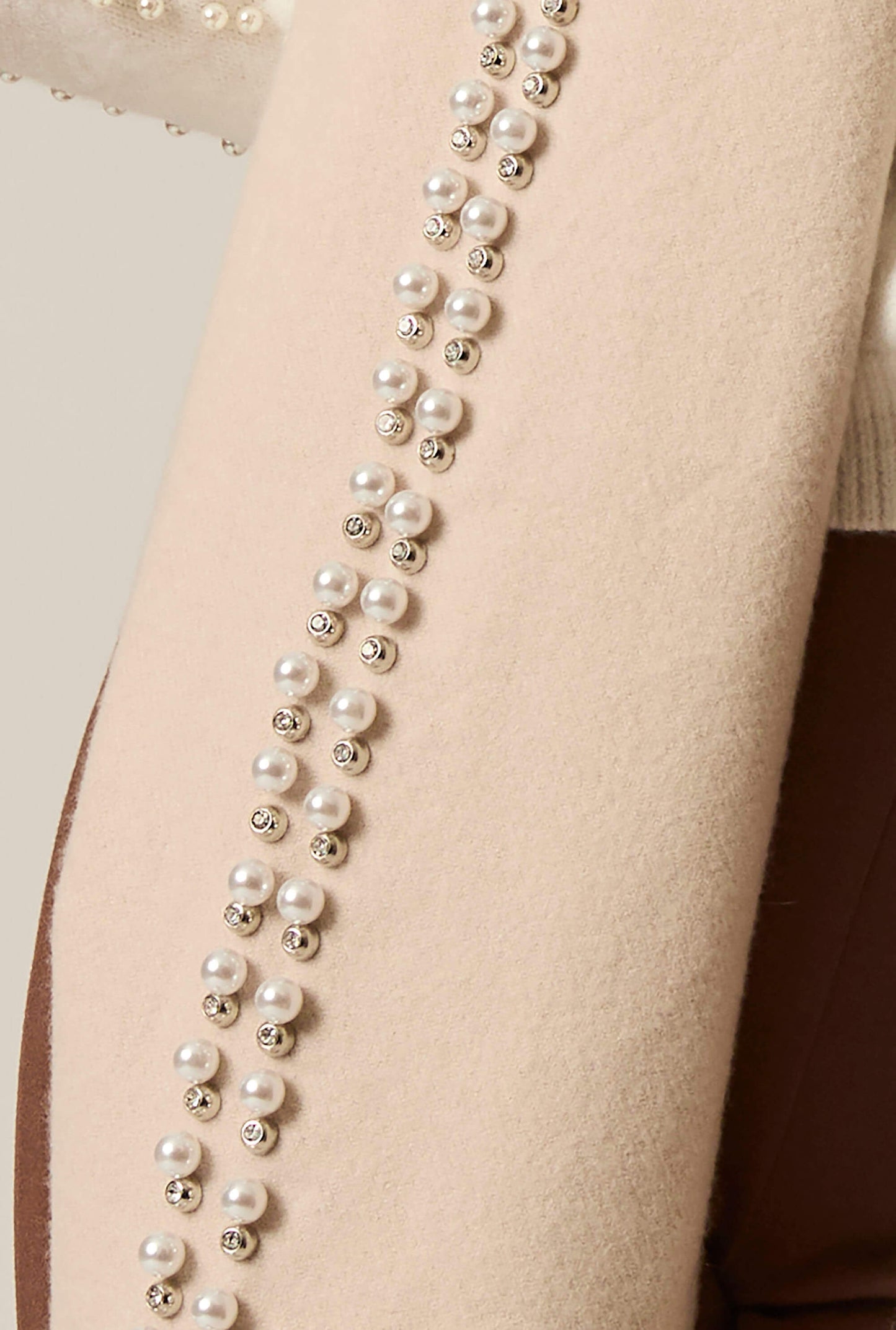 Cream Pearl Detail Scarf