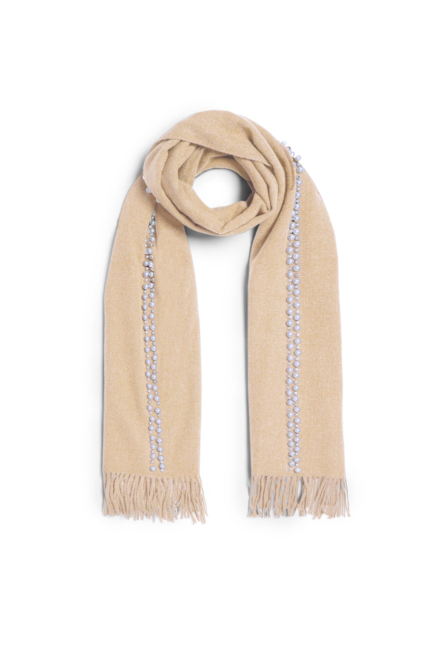 Cream Pearl Detail Scarf