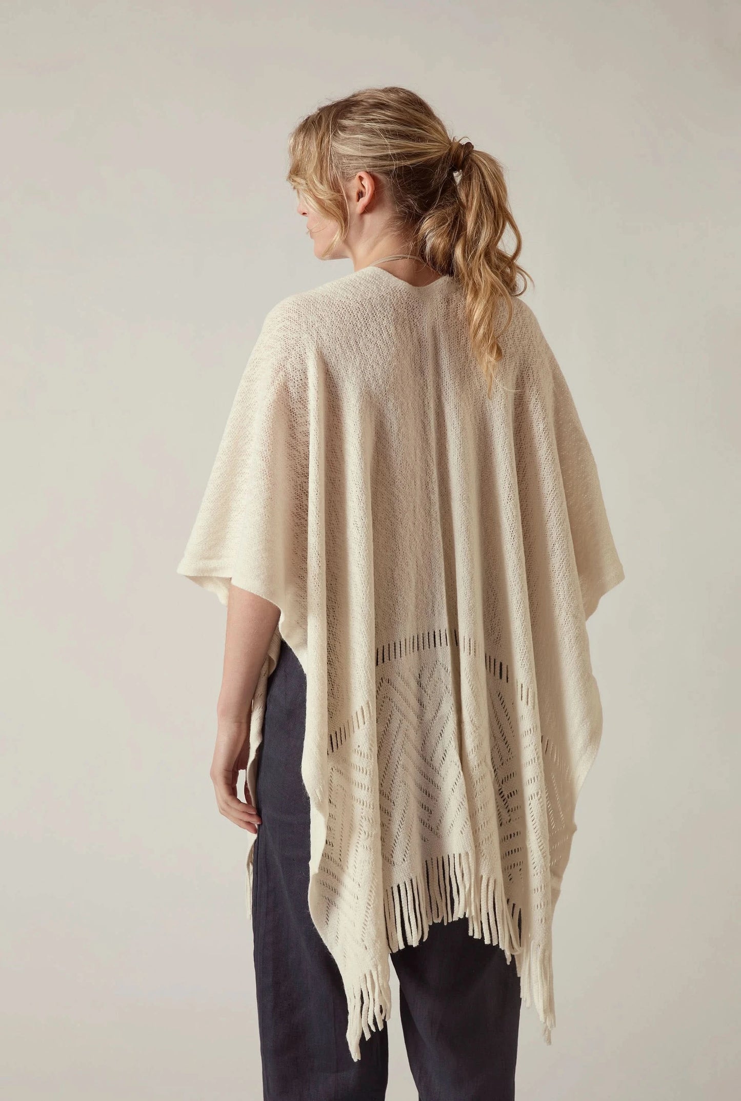 Cream Pointelle Knit Kaftan