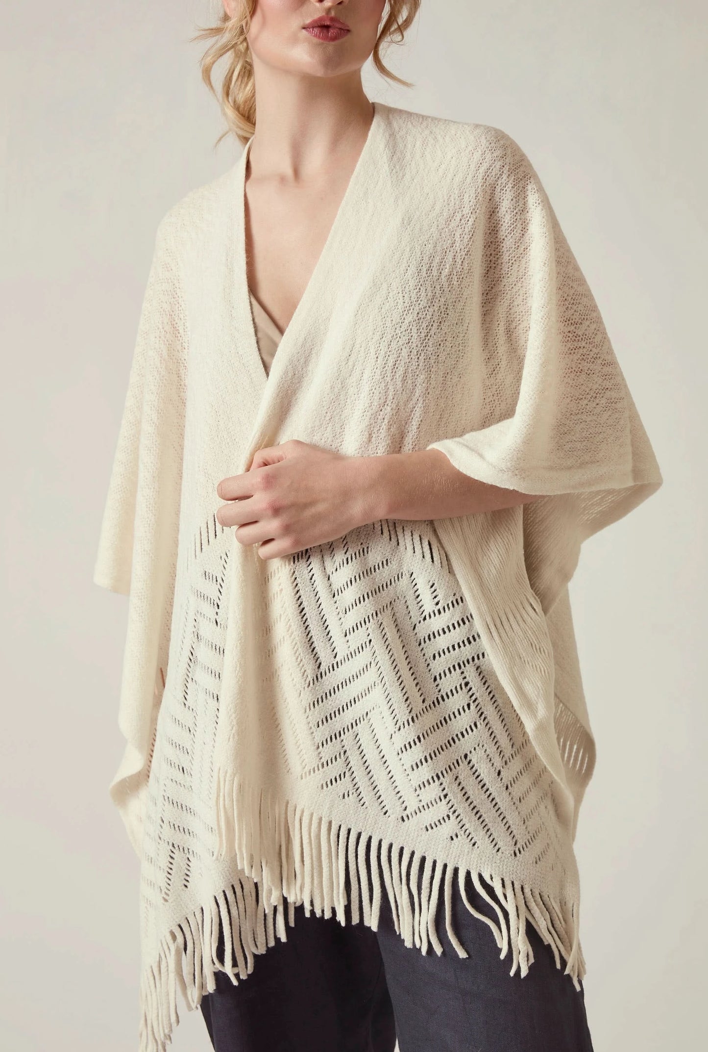 Cream Pointelle Knit Kaftan
