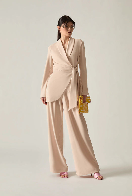Cream Side Sash Blazer