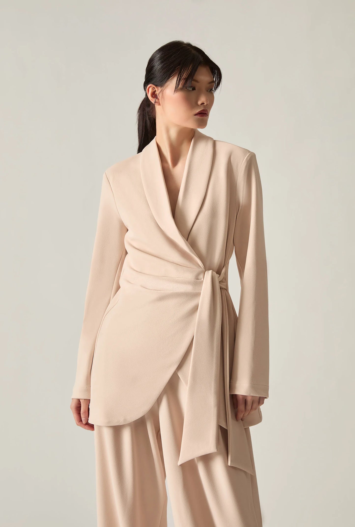 Cream Side Sash Blazer