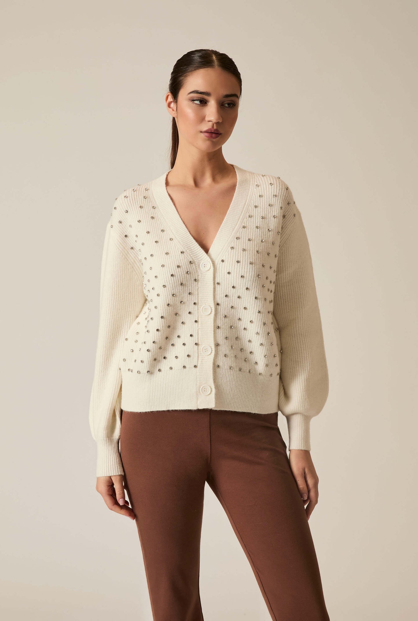 Cream Stud Cardi