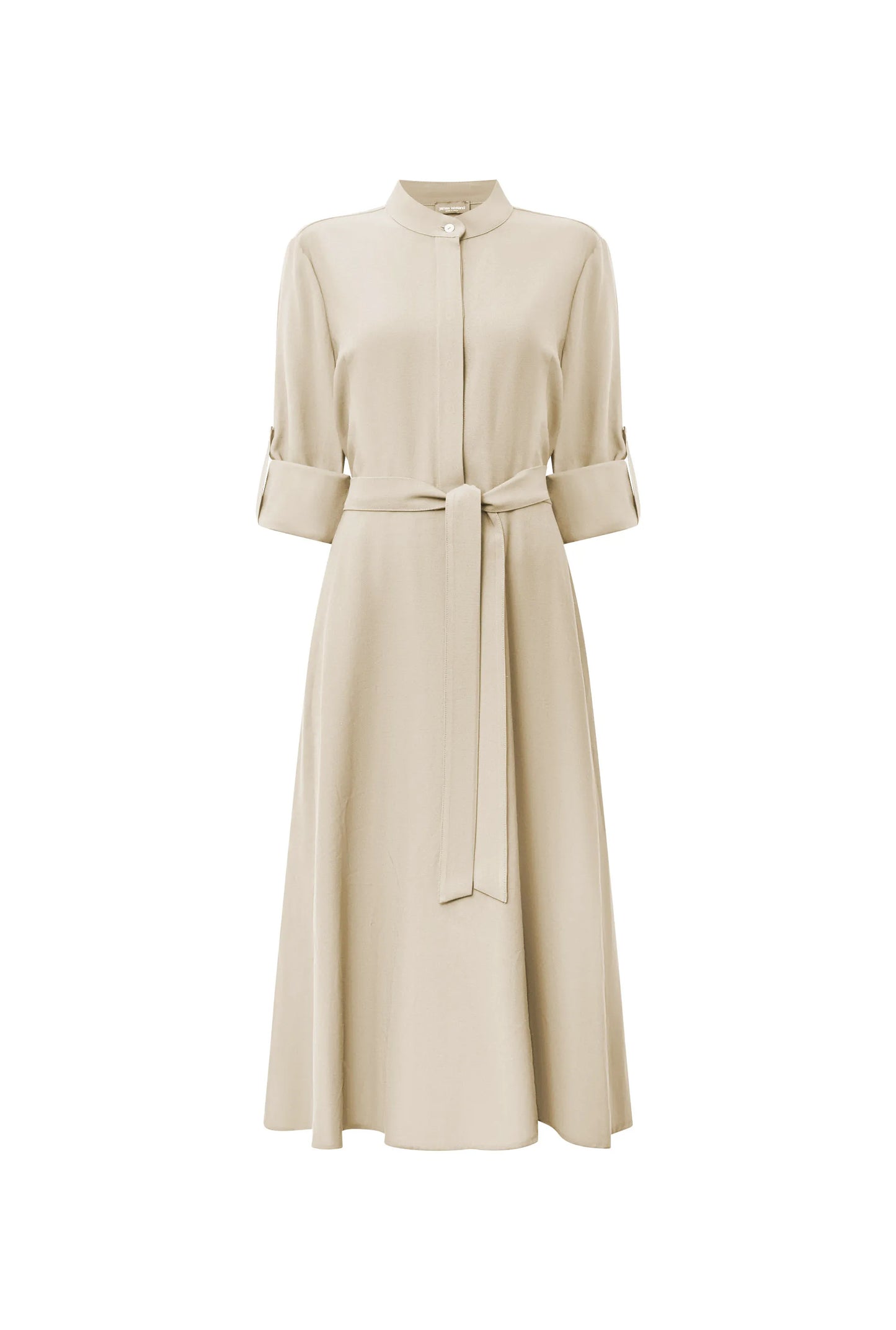 Cream Tie-Waist Midi Dress
