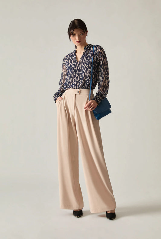 Cream Wide Leg Suit Trousers