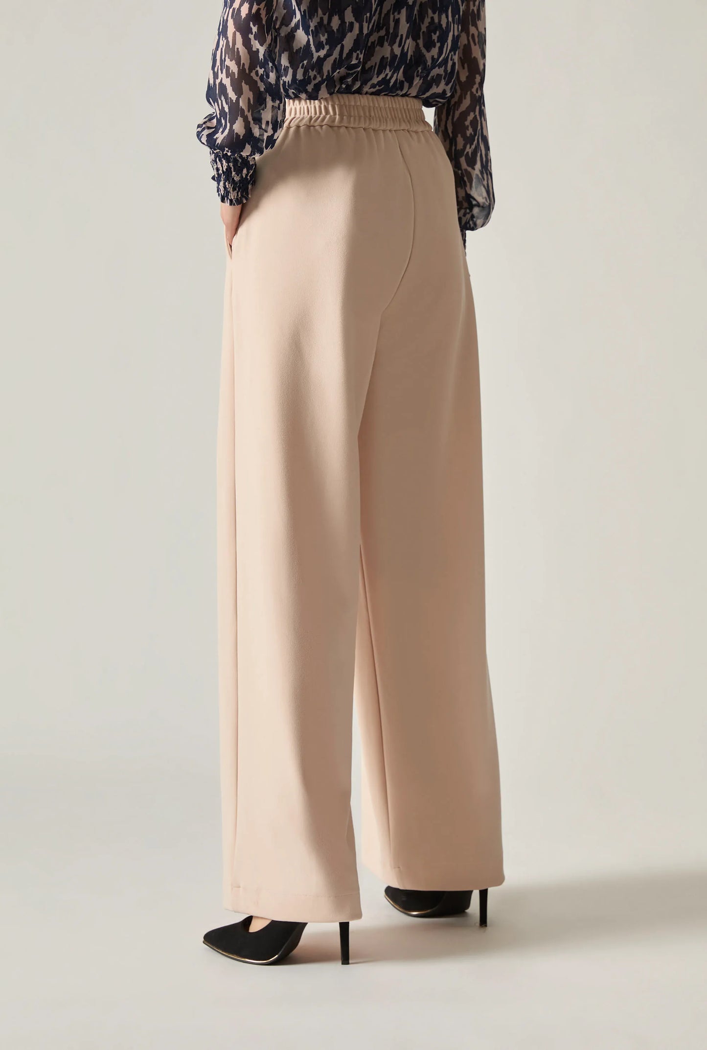 Cream Wide Leg Suit Trousers