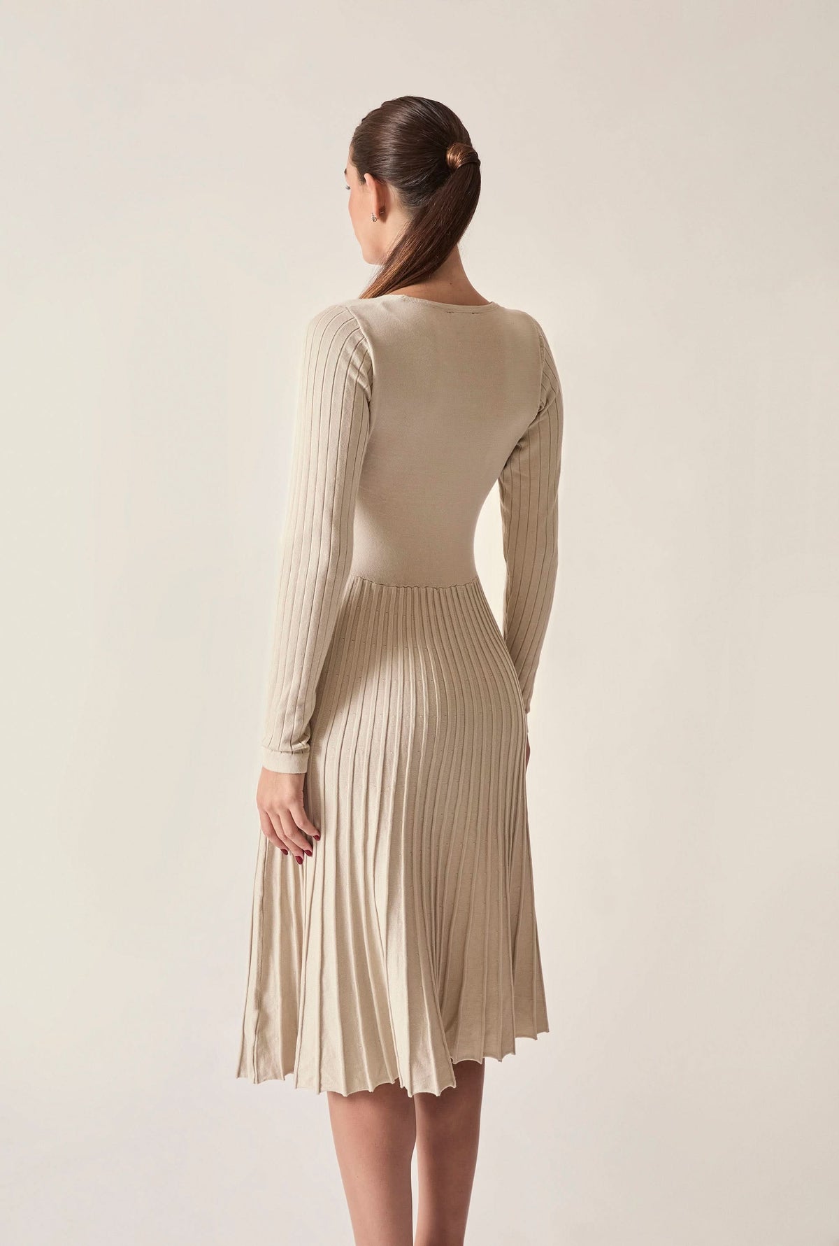Cream Wrap Knit Dress