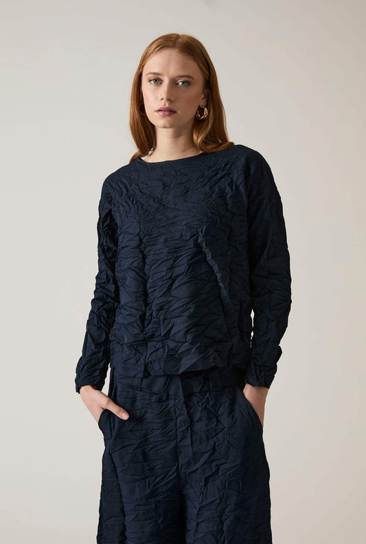 Crinkled Navy Top