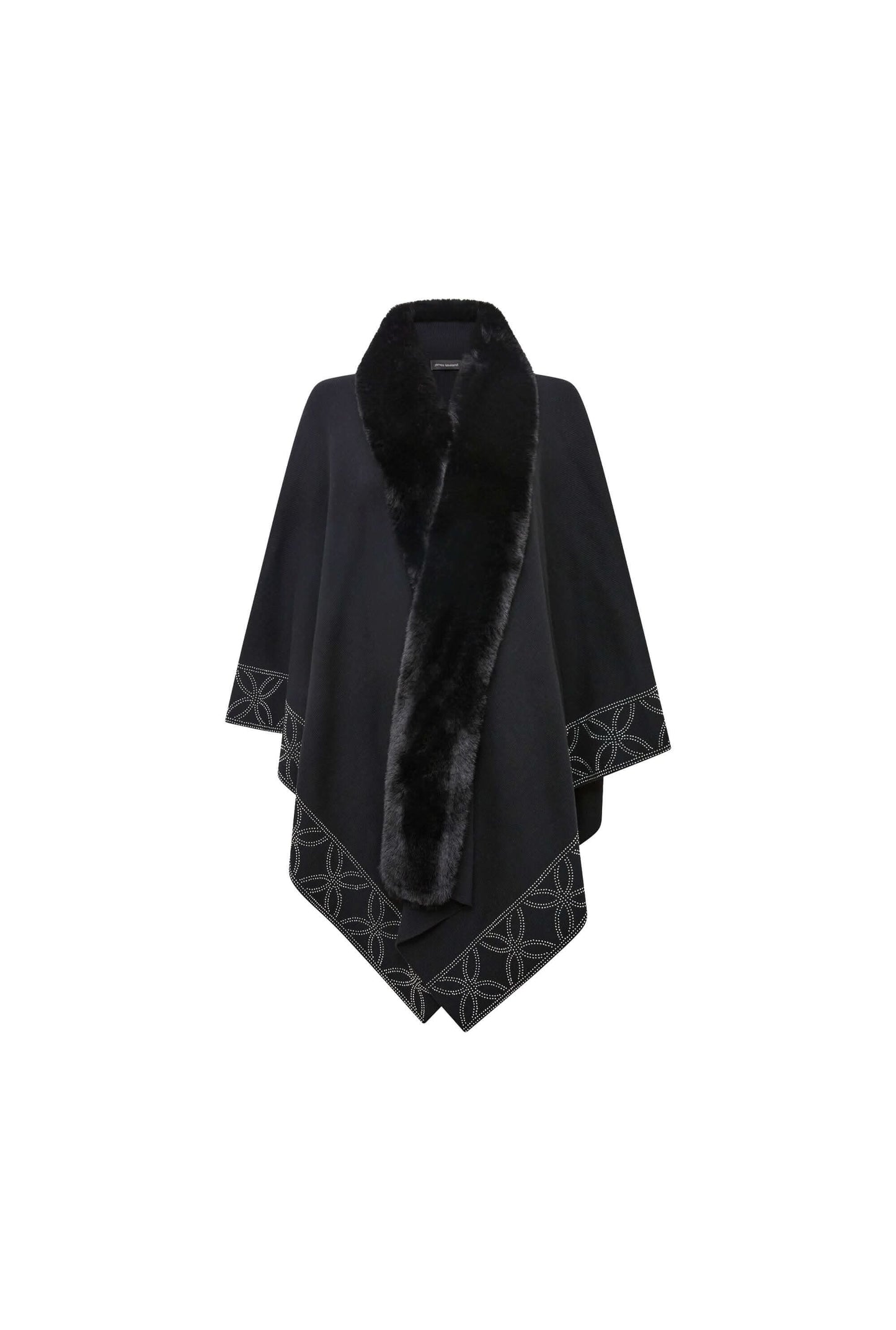 Crystal Edge Faux Fur Poncho