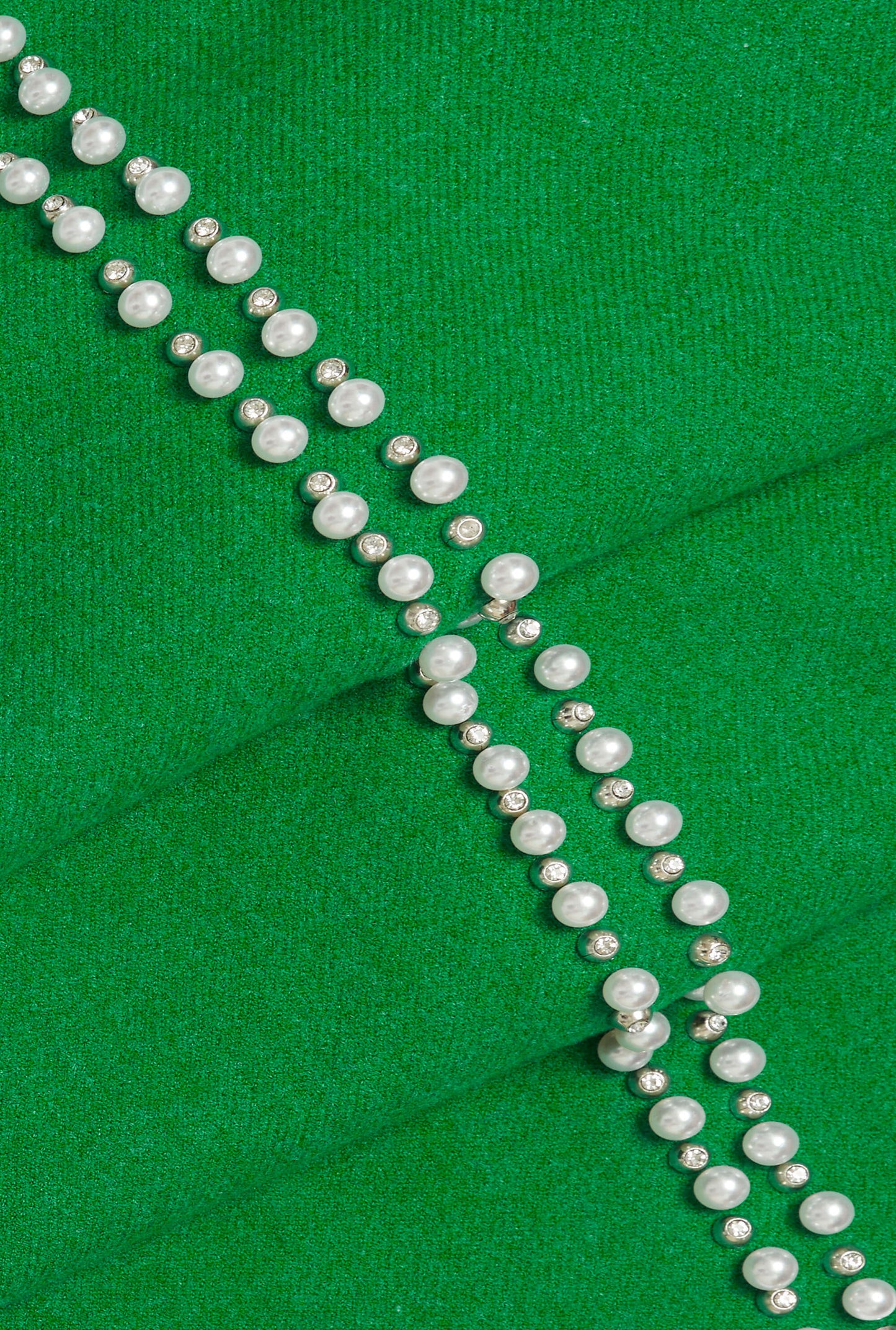Dark Green Pearl Detail Scarf