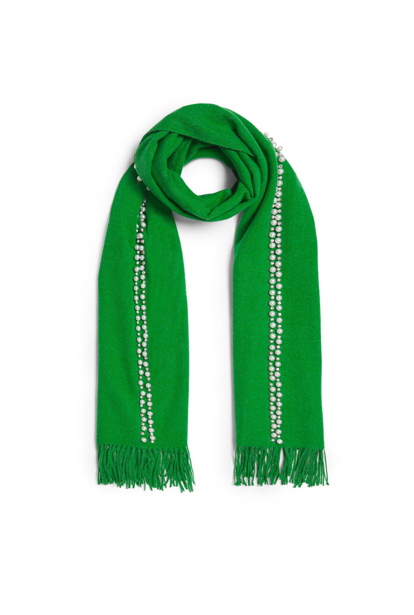 Dark Green Pearl Detail Scarf