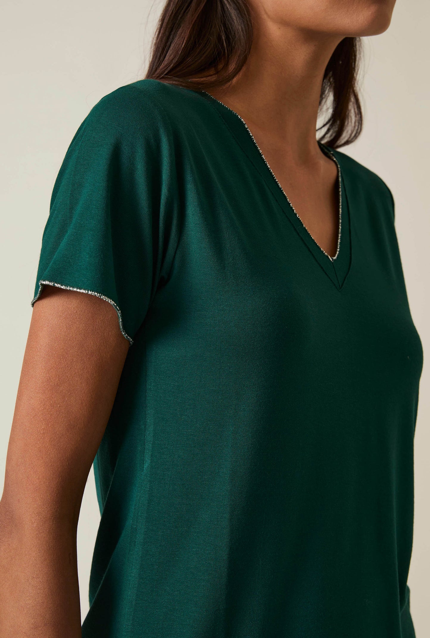 Dark Green V-neck T-shirt