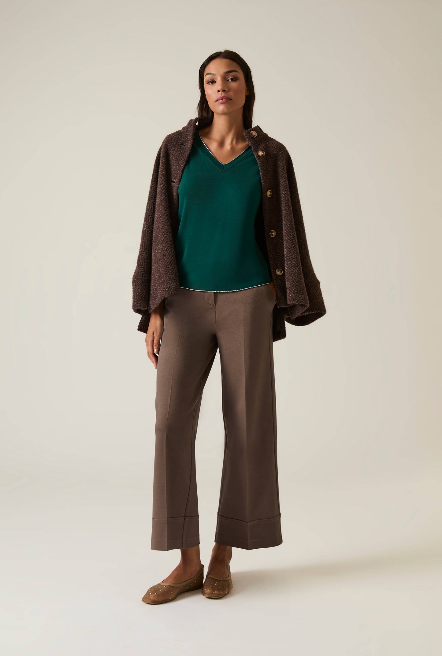 Dark Green V-neck T-shirt