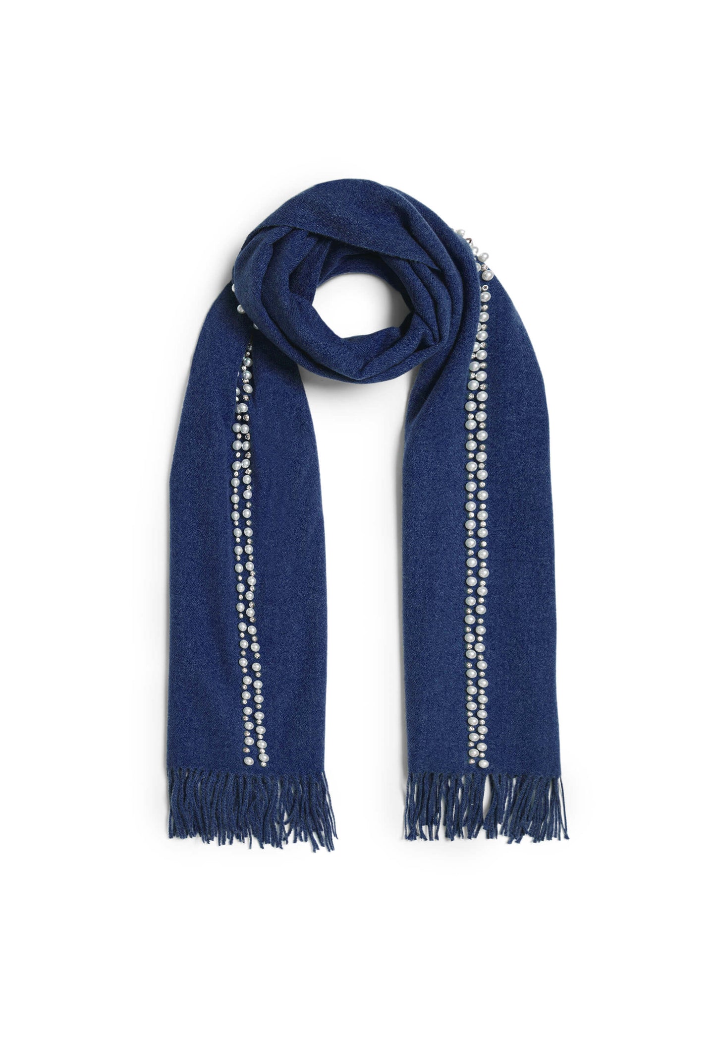 Denim Pearl Detail Scarf