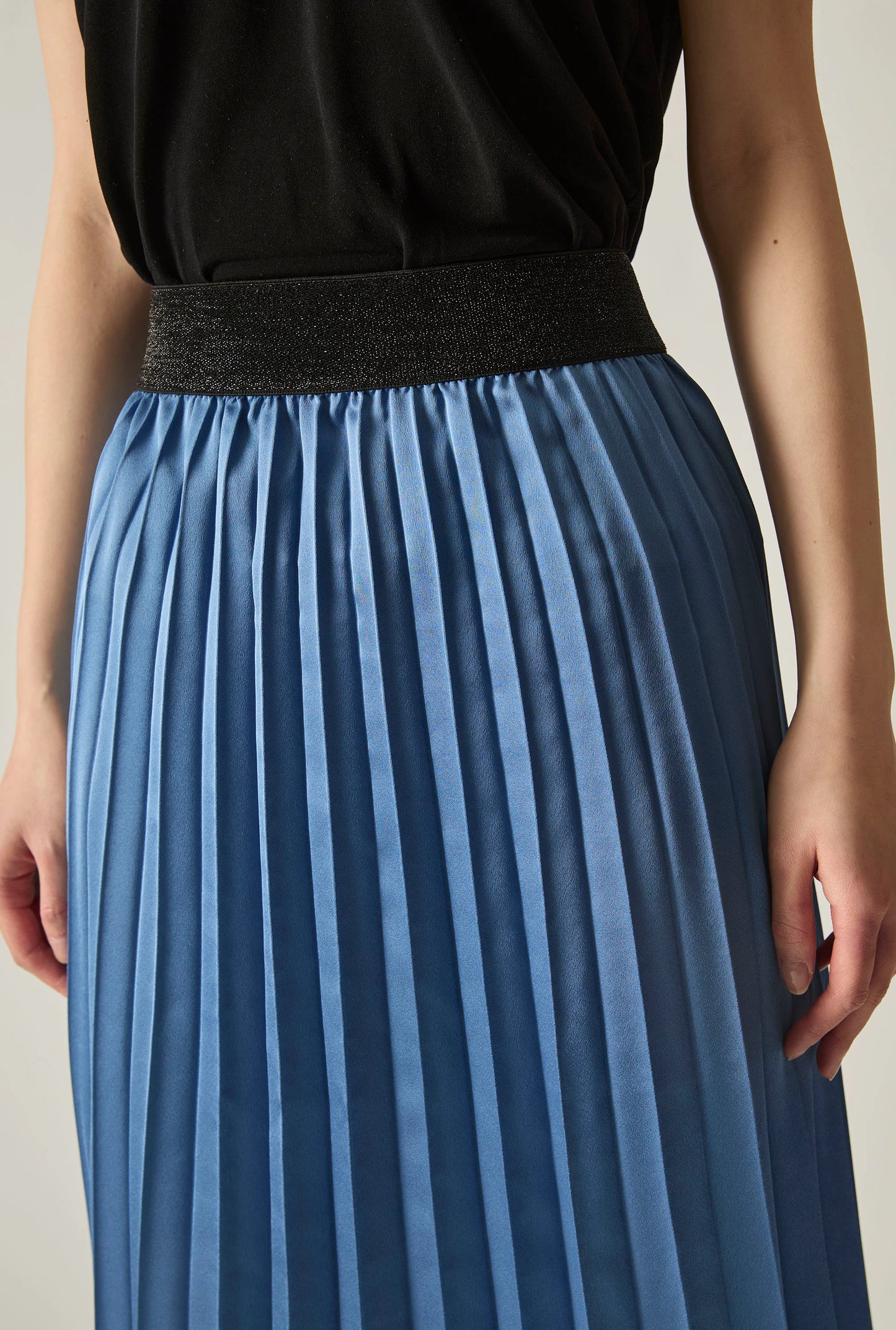 Blue Pleated Maxi Skirt