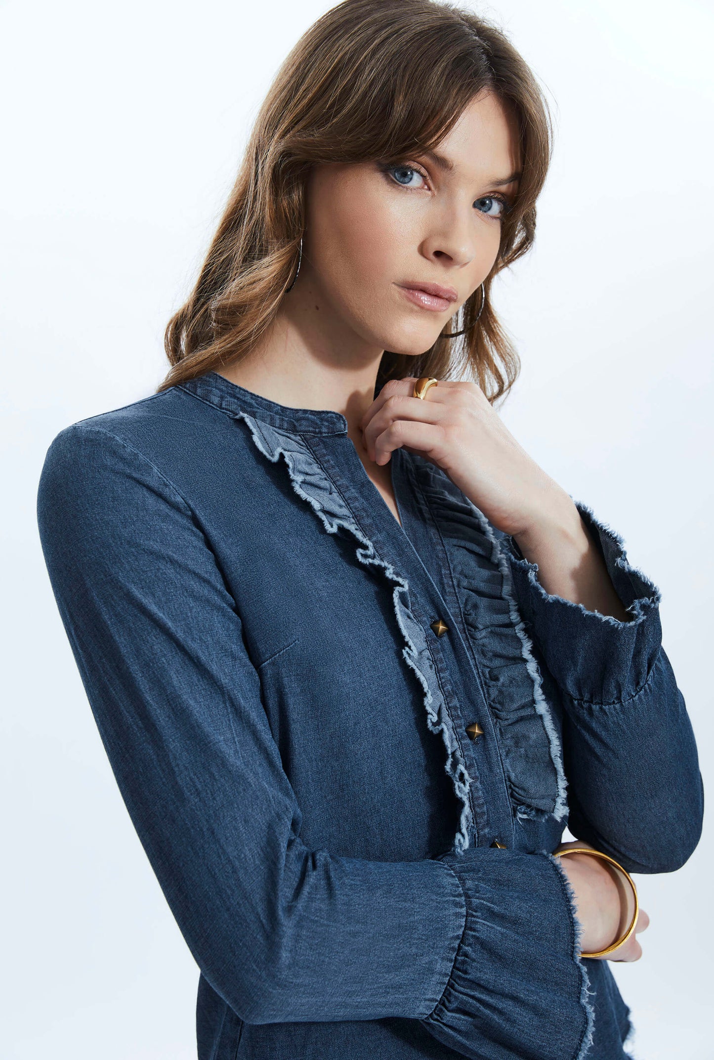 Denim Ruched Shirt