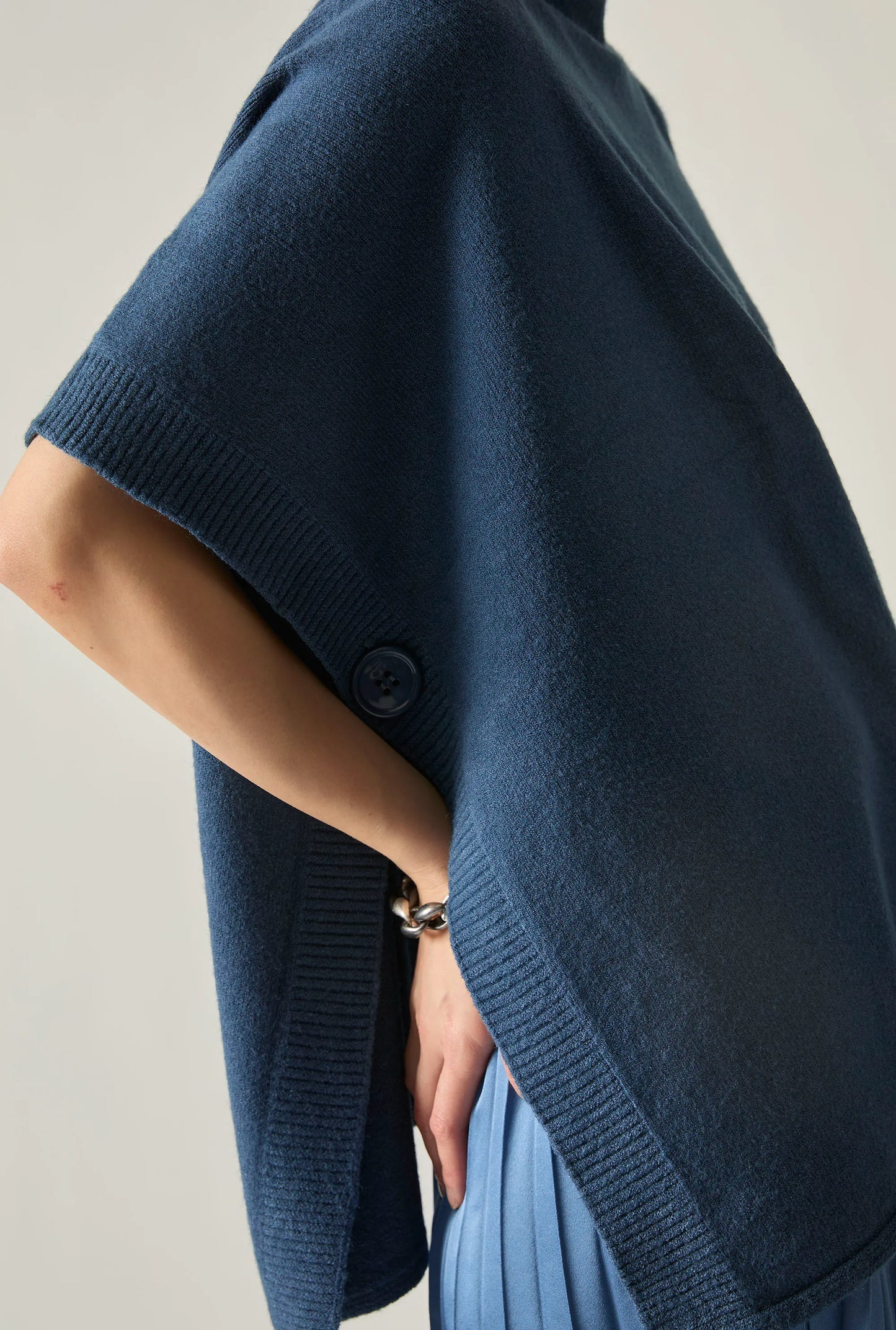 Denim Side Button Poncho