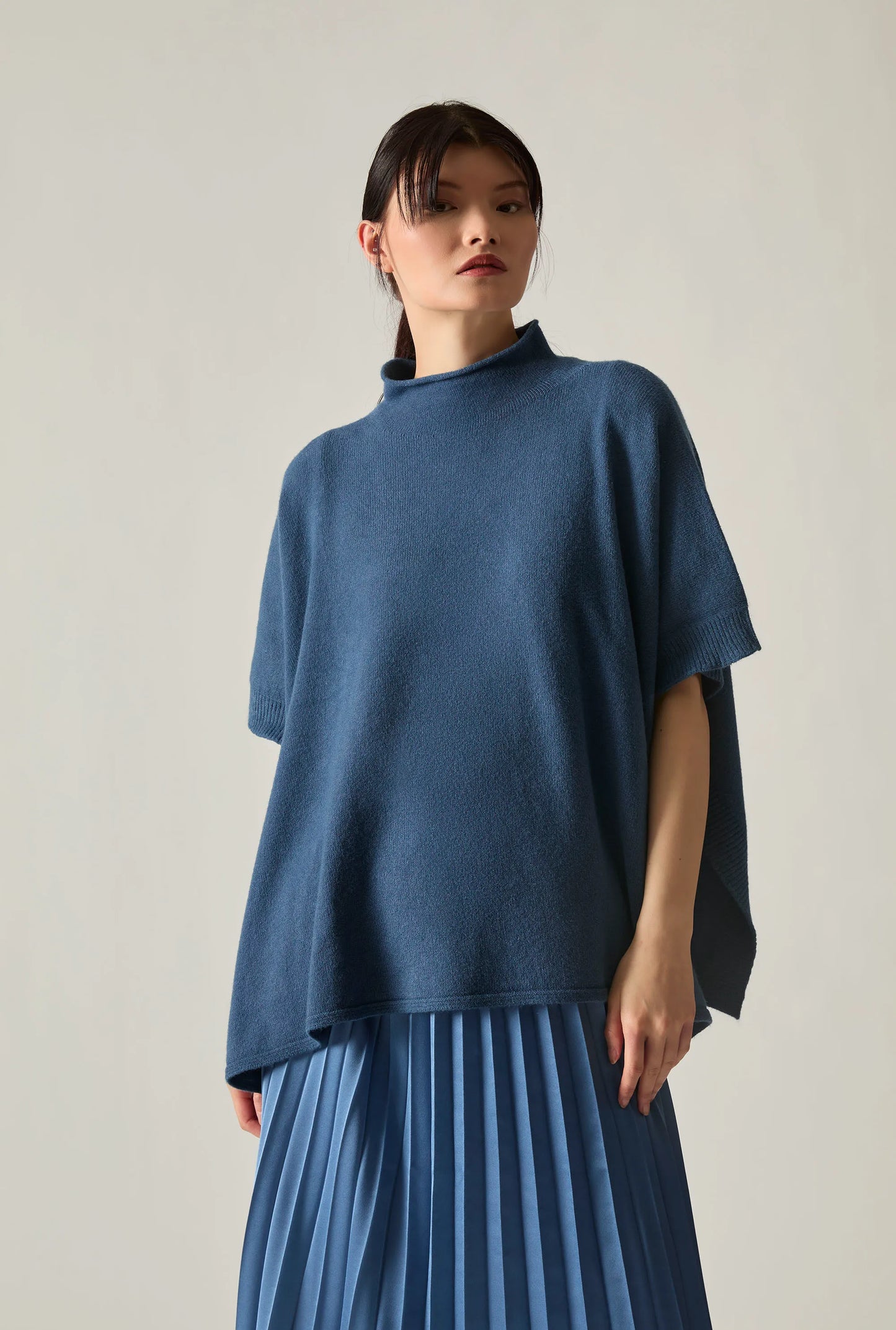 Denim Side Button Poncho