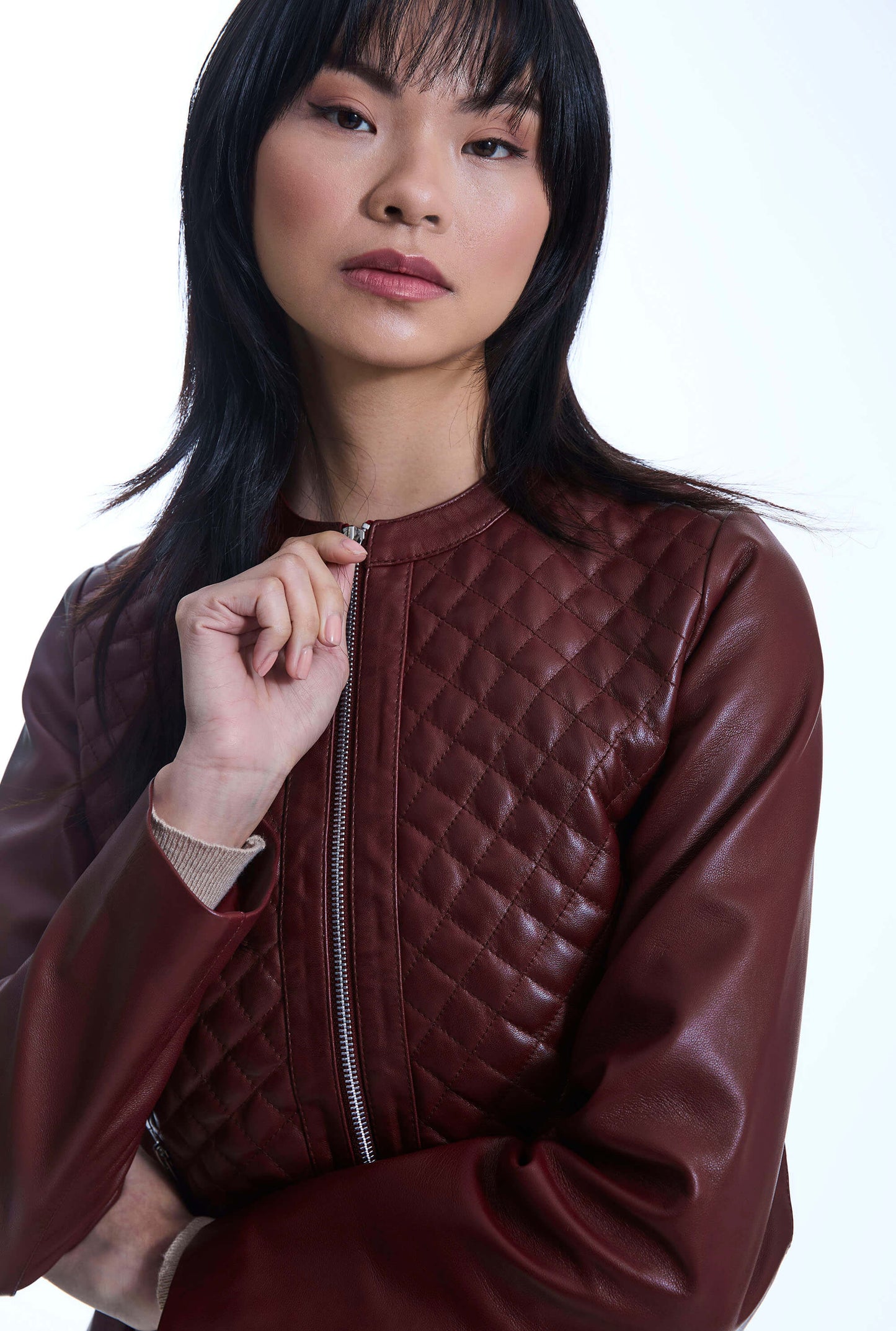 Diamond Burgundy Leather Jacket