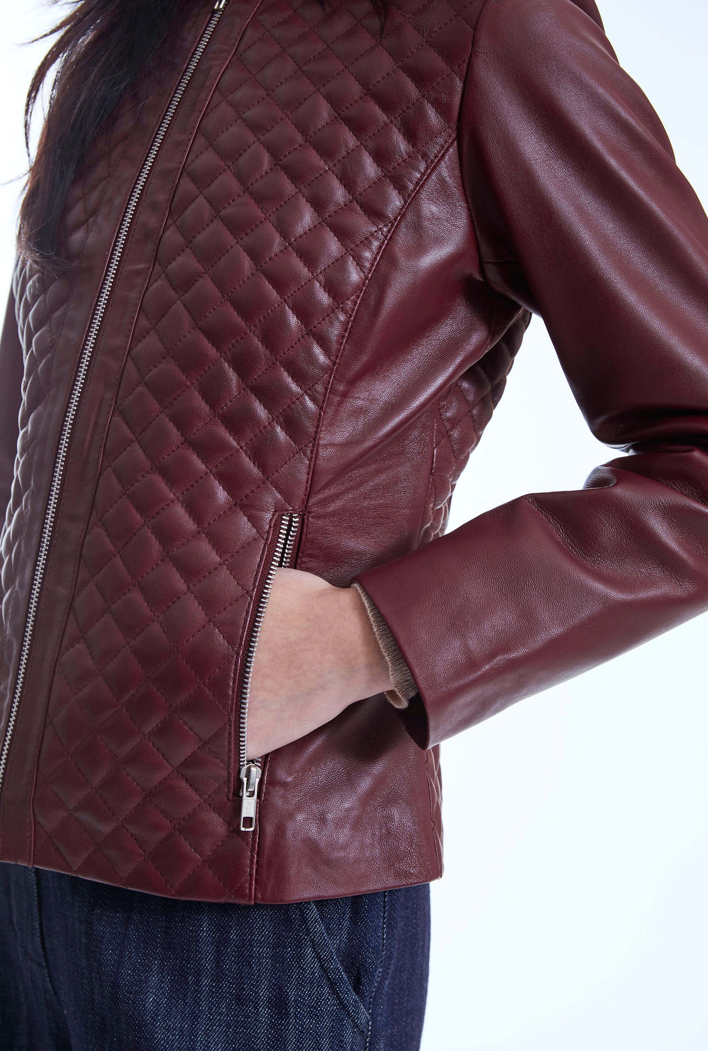 Diamond Burgundy Leather Jacket