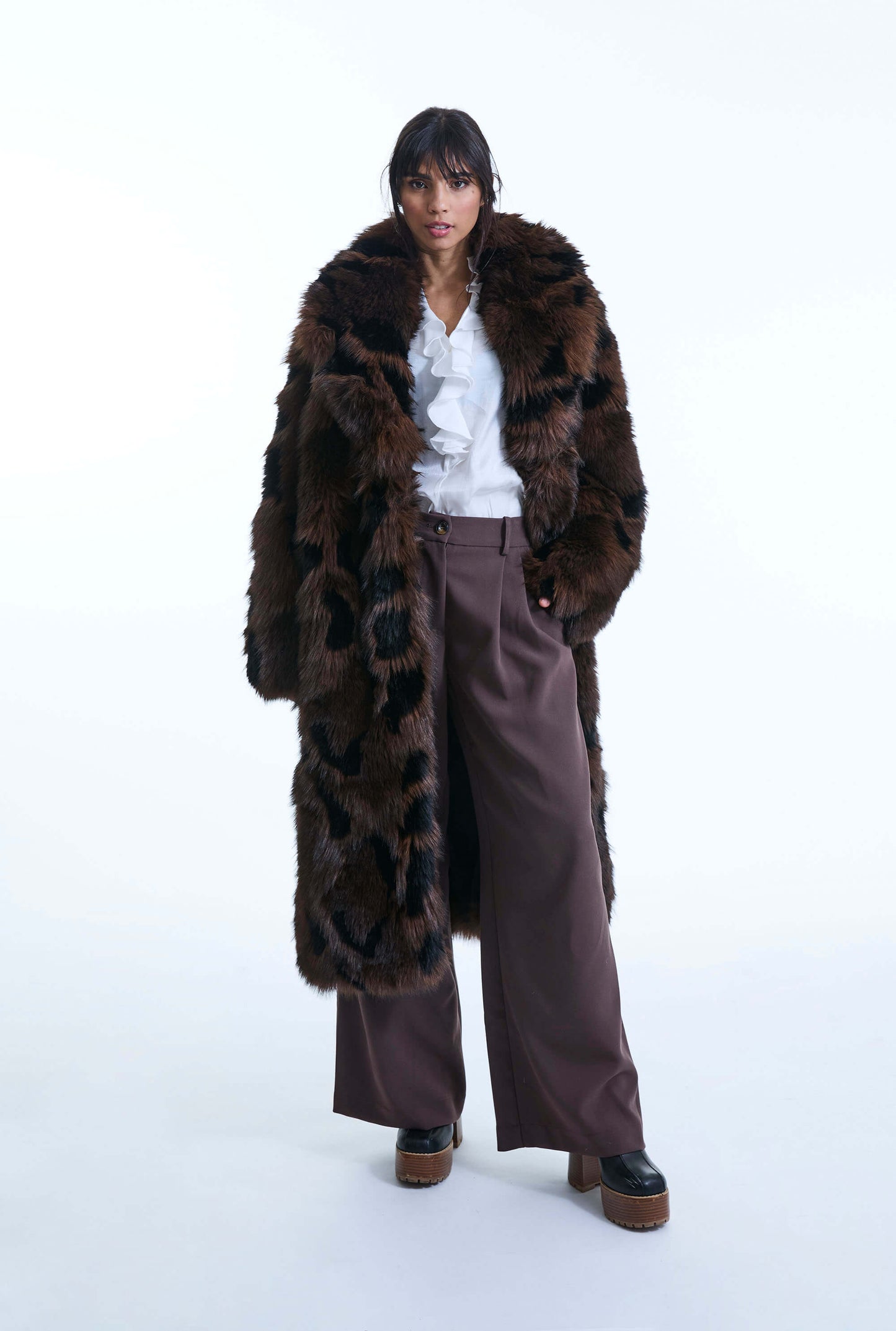 Distressed Faux Fur Coat