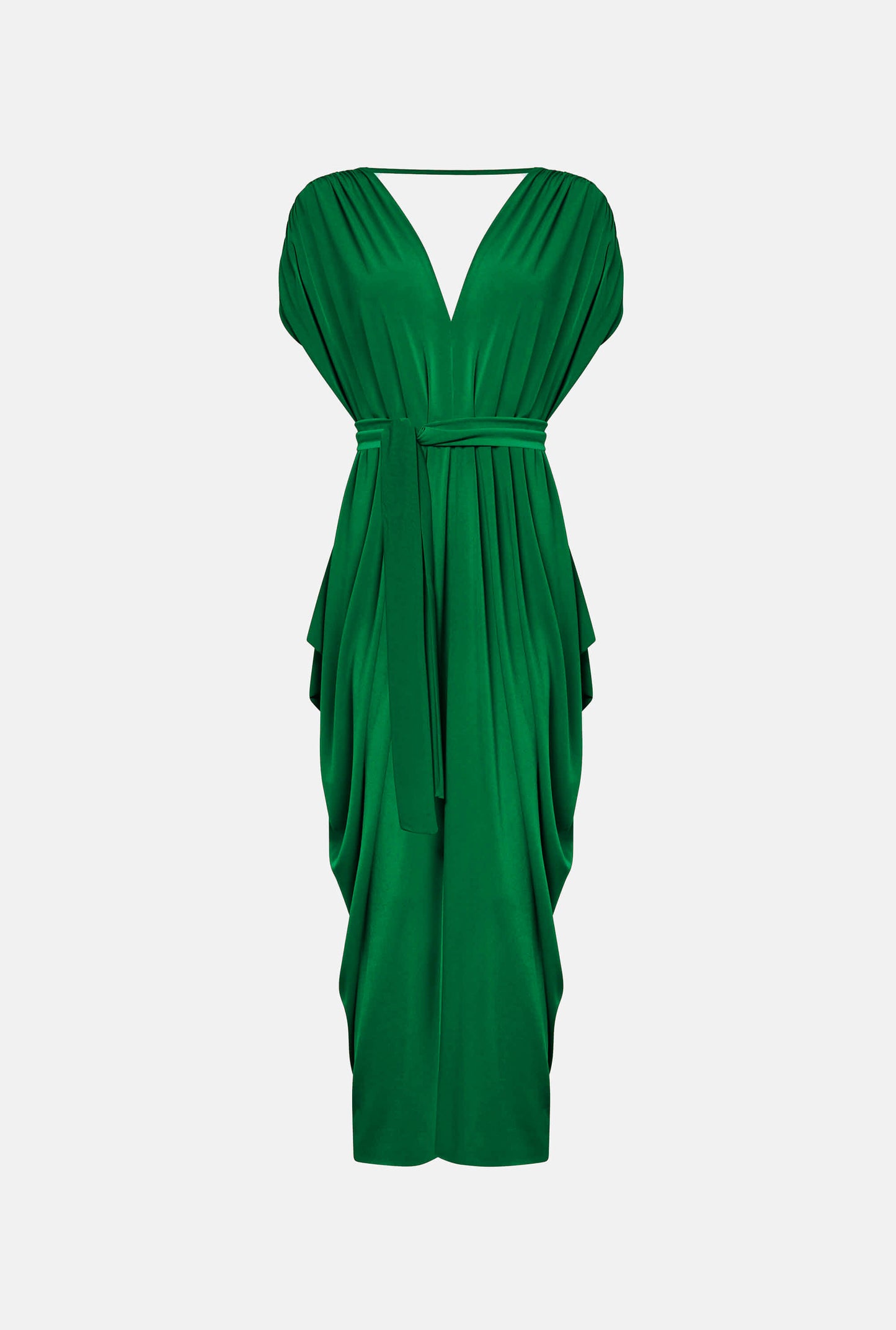 Draped Emerald Green Midi Dress