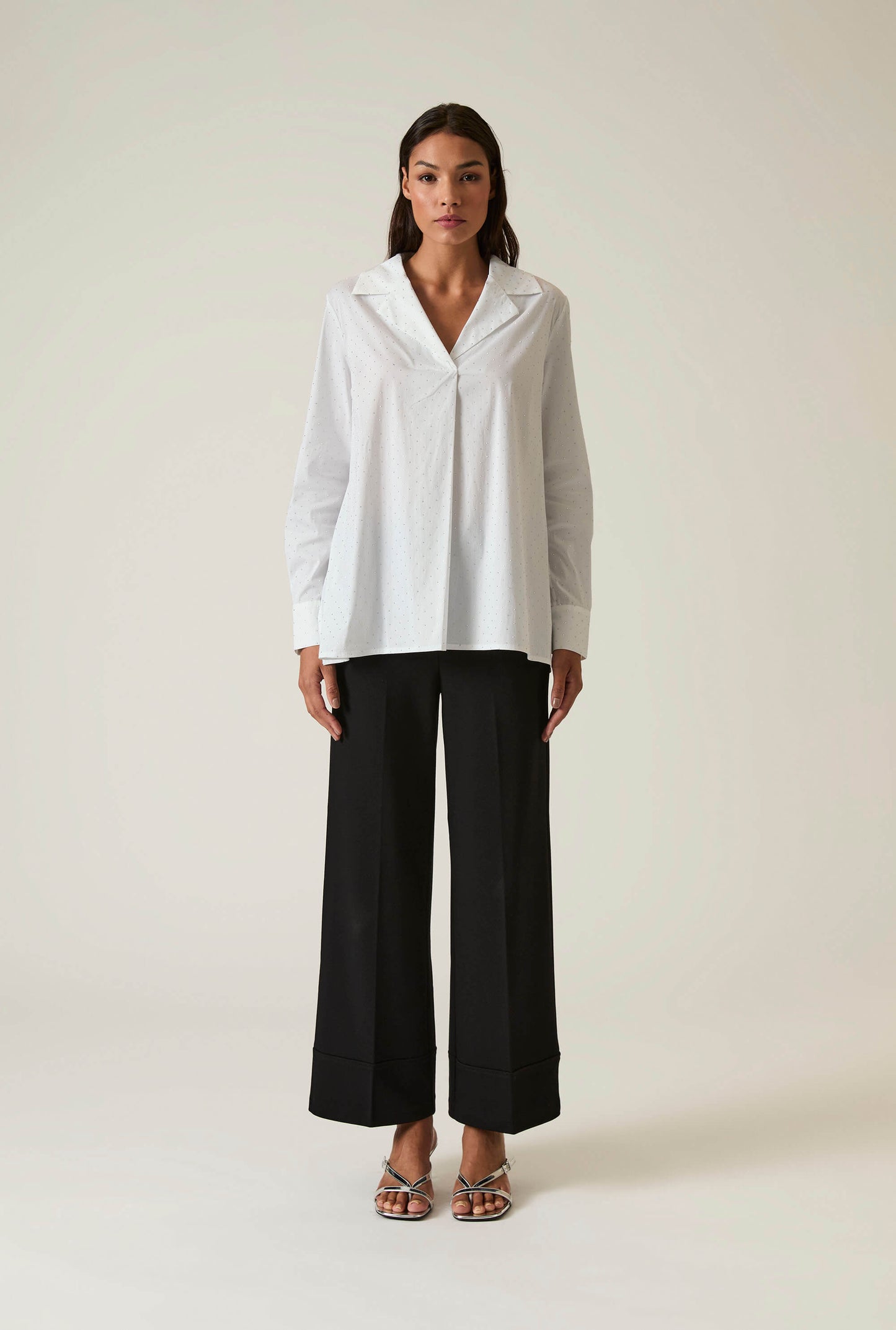 Embellished White Cotton Shirt